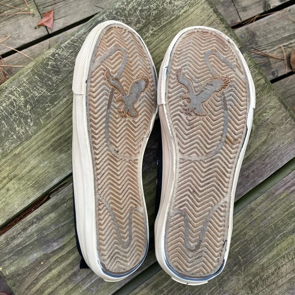 Sparkly Shoes AMERICAN EAGLE Chuck Taylor Style Shiny Black White Size 7